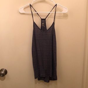 Racerback navy stripe tank